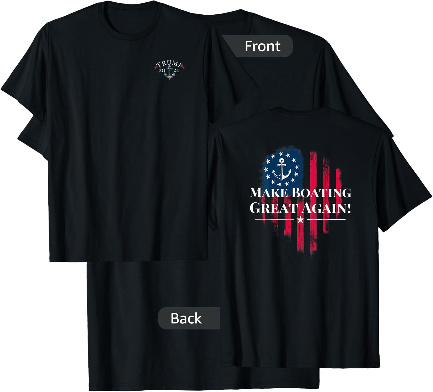 Trump 2024 Election American Flag Anchor T-Shirt - T-Shirt | Black