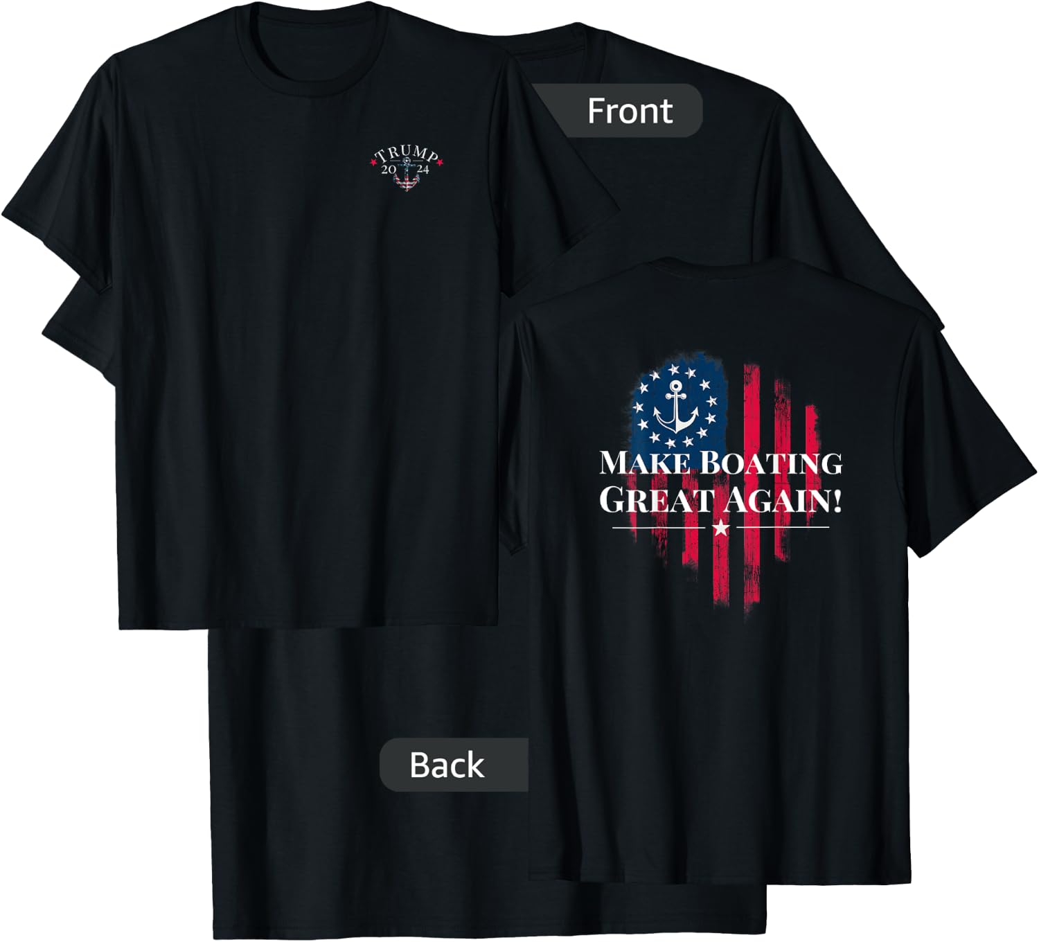 Trump 2024 Election American Flag Anchor T-Shirt - T-Shirt | Black