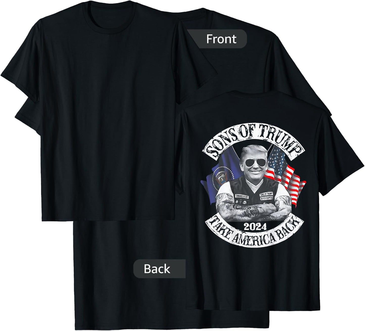 Sons Of Trump 2024 Take America Back (on back) T-Shirt - T-Shirt | Black