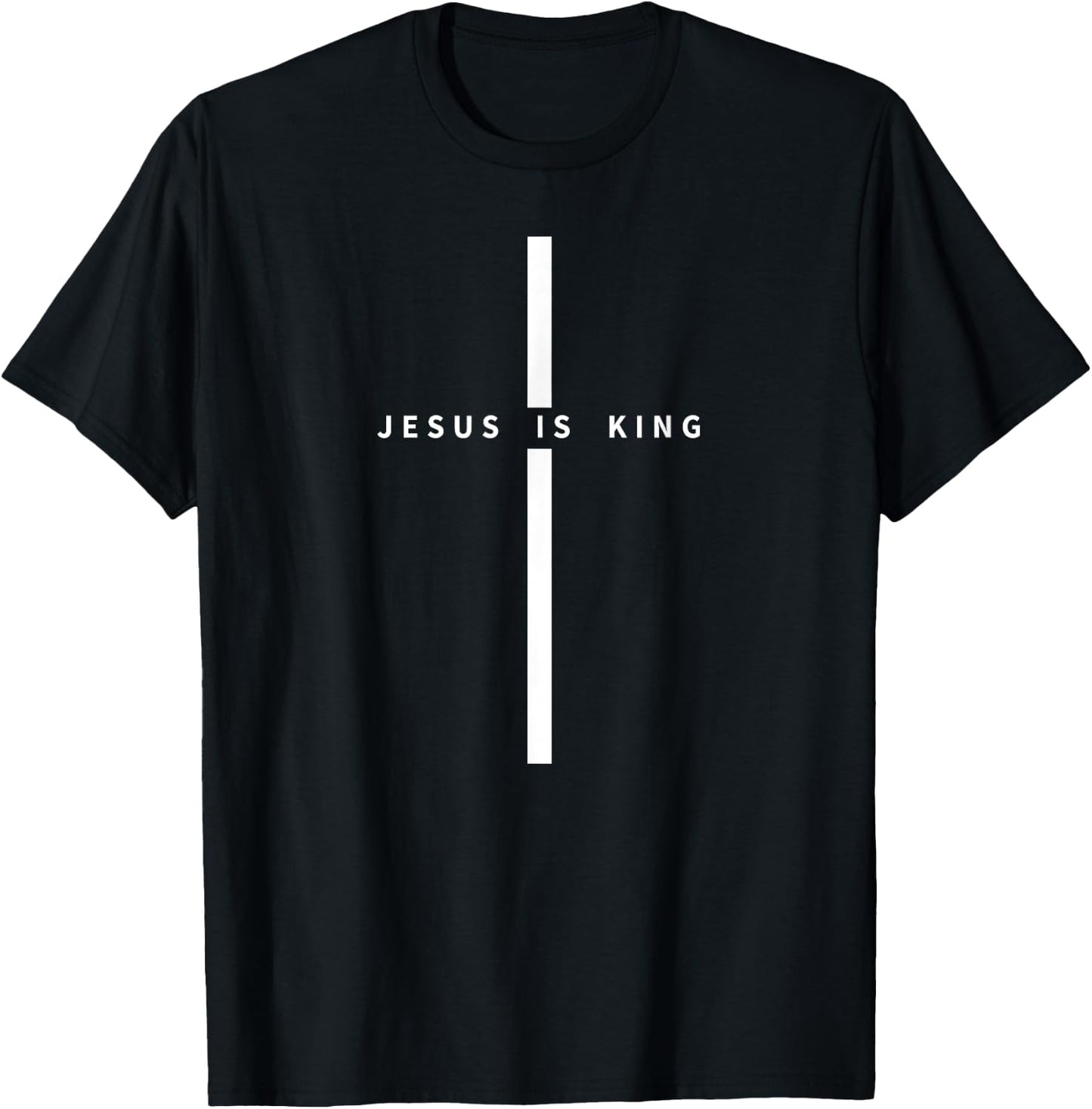 Jesus Is King Christian Minimalist Christ Cross T-Shirt - T-Shirt | Black