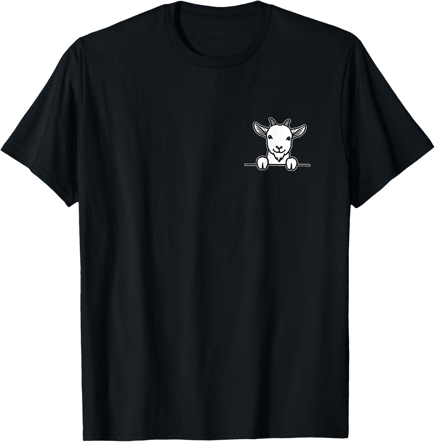 Retro Goats Lovely Animal Pet Lovers Adorable Goat In Pocket T-Shirt - T-Shirt | Black