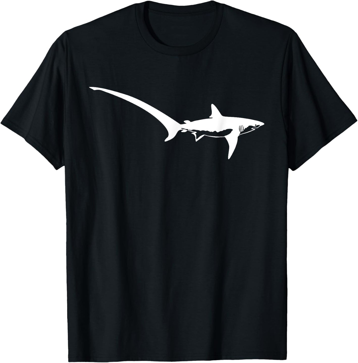 Thresher Shark Silhouette Simple Shark Design T-Shirt - T-Shirt | Black