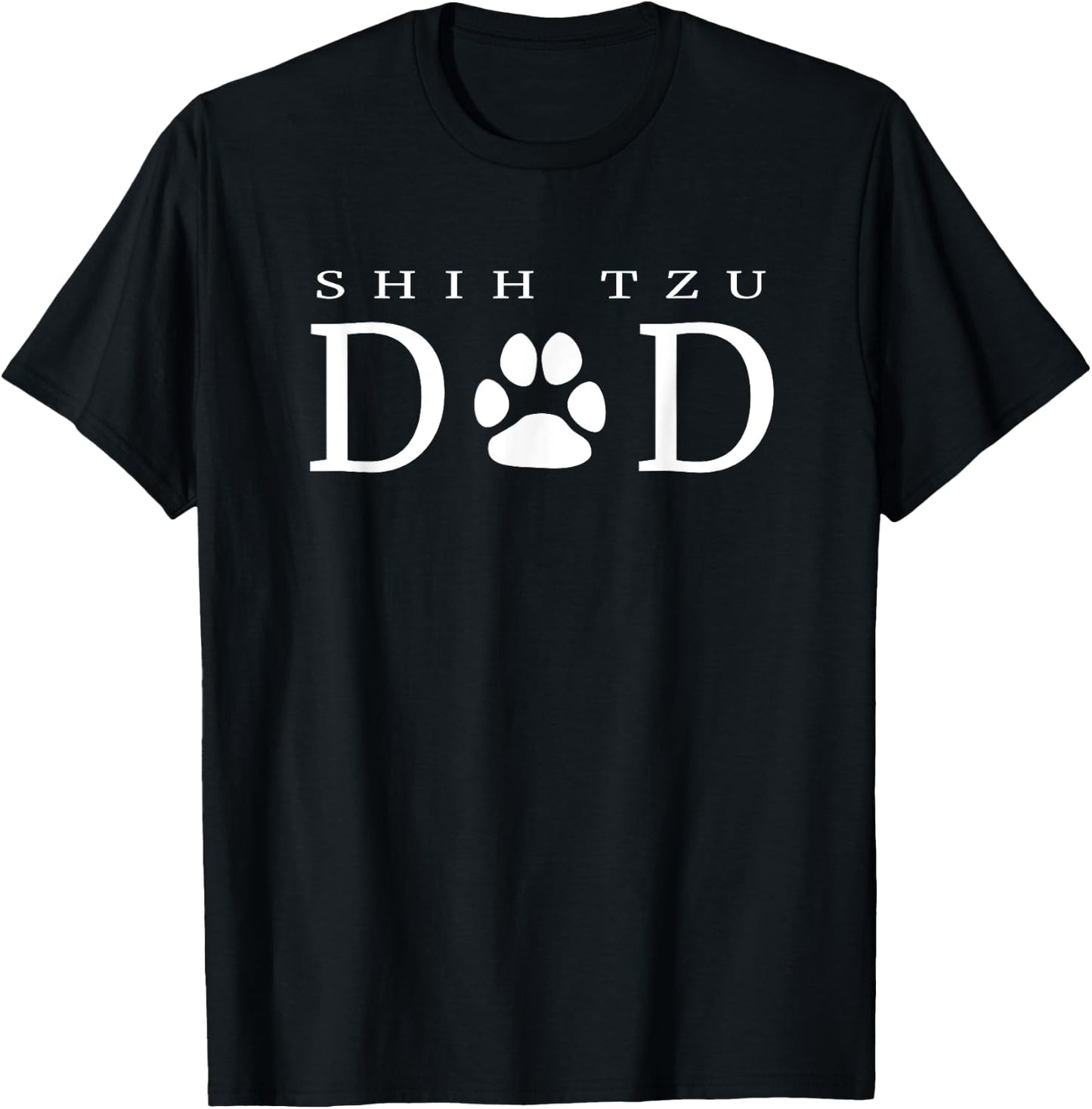 Shih Tzu Dad Dog Gift Paw Print Funny T-Shirt - T-Shirt | Black