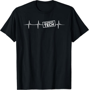 Telemetry Tech Heartbeat Outfit Cardiac Telemetry Technician , Small, Black T-Shirt - T-Shirt | Black