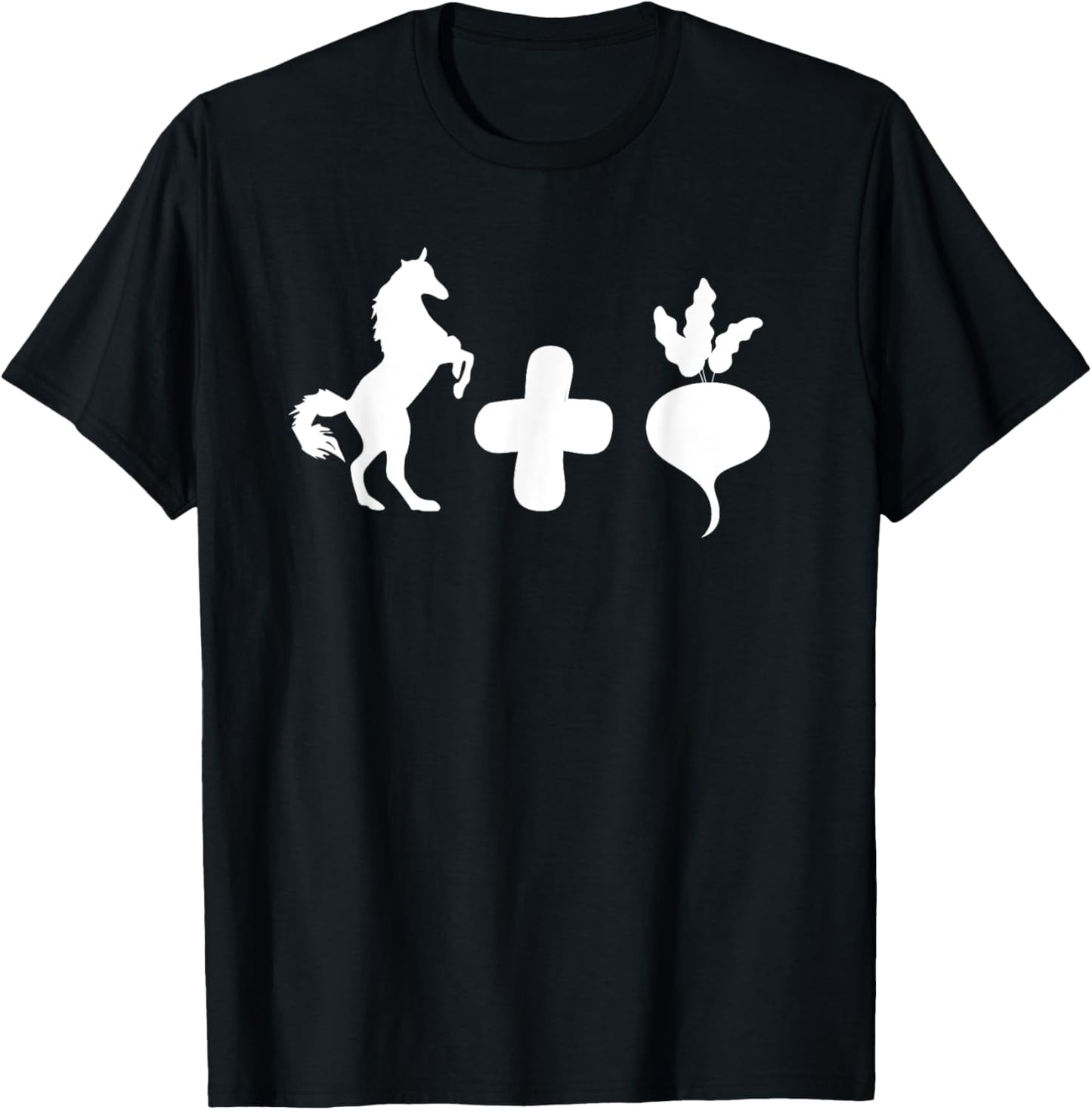 Funny Horseradish T Shirt Horse + Radish Shirt Funny Vegan T-Shirt - T-Shirt | Black