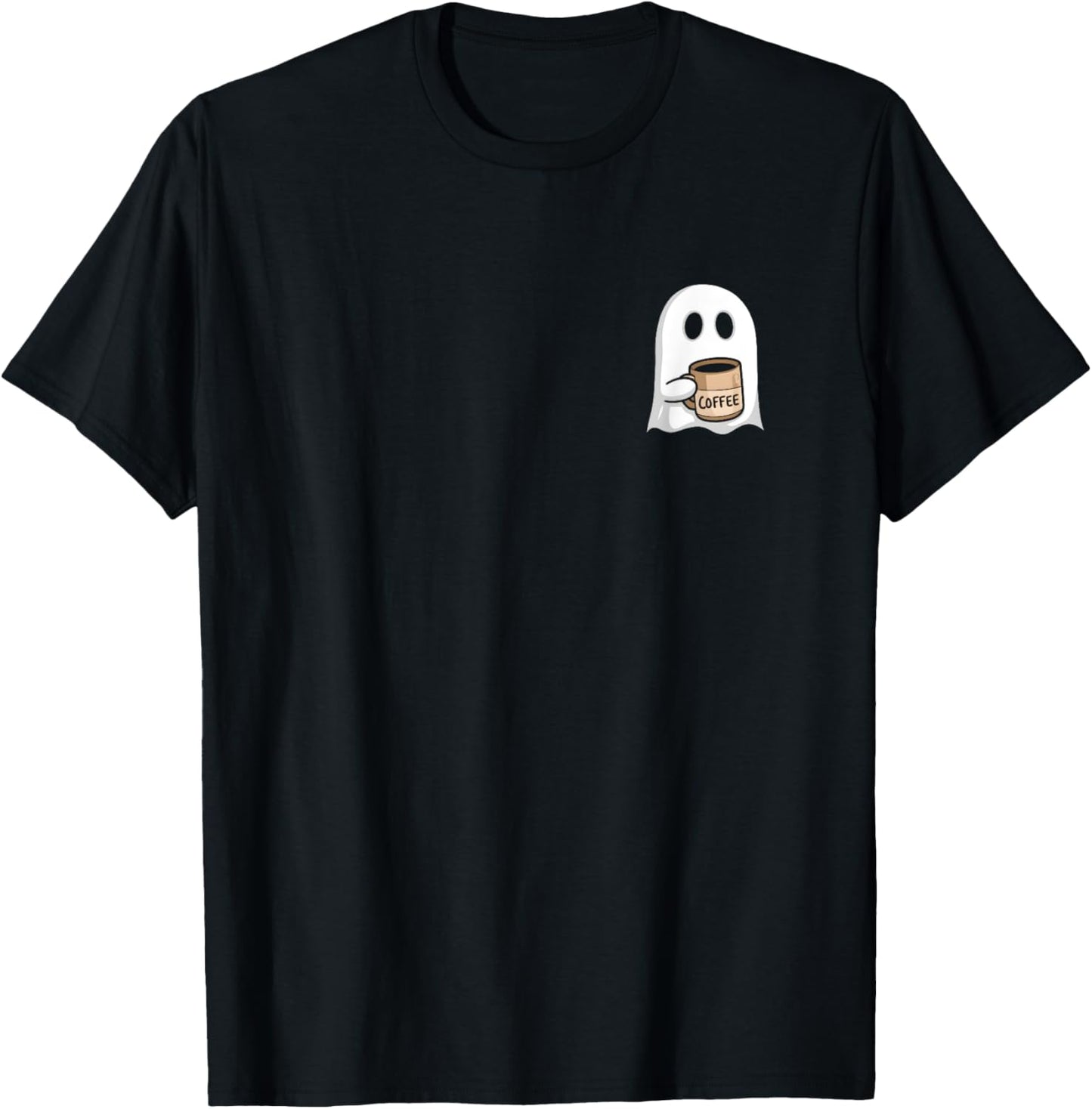 Ghost Drinking Coffee Funny Halloween Costume Coffee Lover T-Shirt - T-Shirt | Black