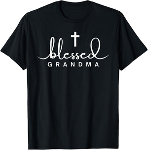 Blessed Grandma Christian Cross Subtle Religious Faith Gifts T-Shirt - T-Shirt | Black