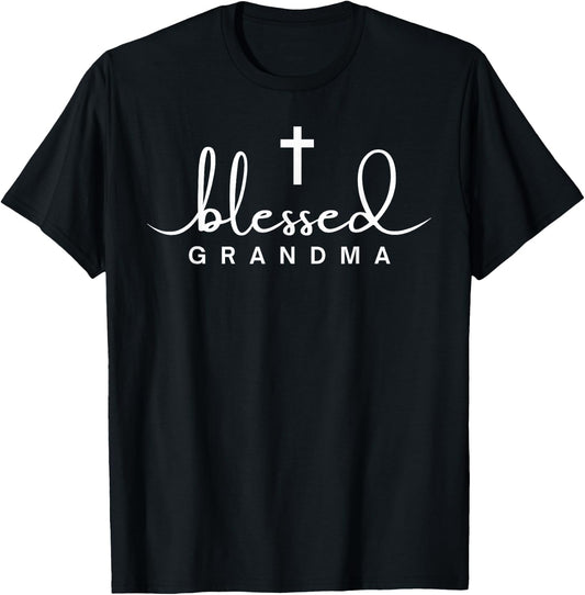 Blessed Grandma Christian Cross Subtle Religious Faith Gifts T-Shirt - T-Shirt | Black