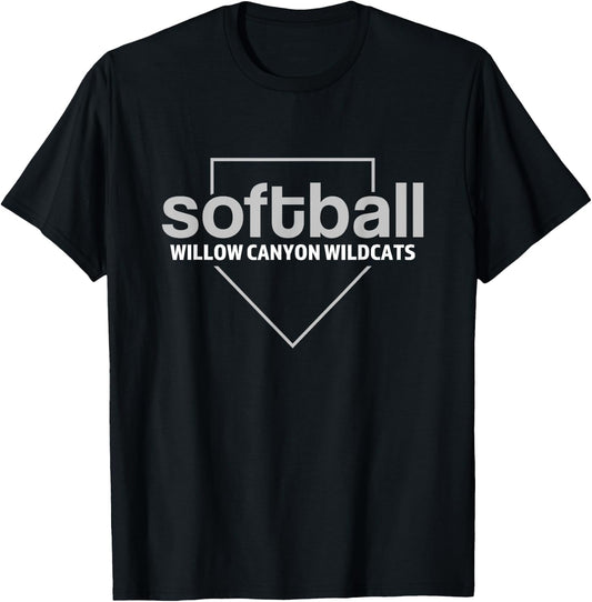 Willow Canyon Wildcats Softball Home Plate T-Shirt - T-Shirt | Black