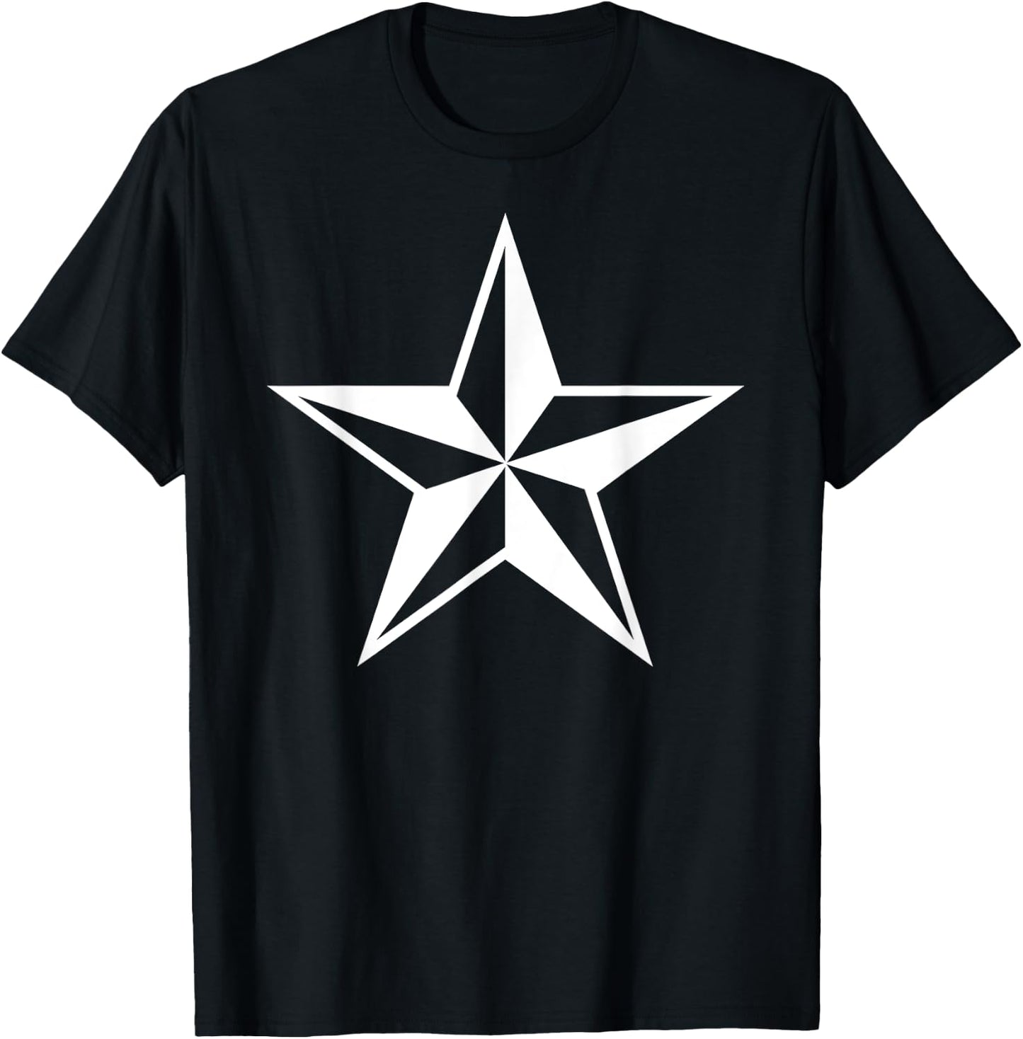 White Nautical Star - Sea Ship Tattooed Awesome T-Shirt - T-Shirt | Black