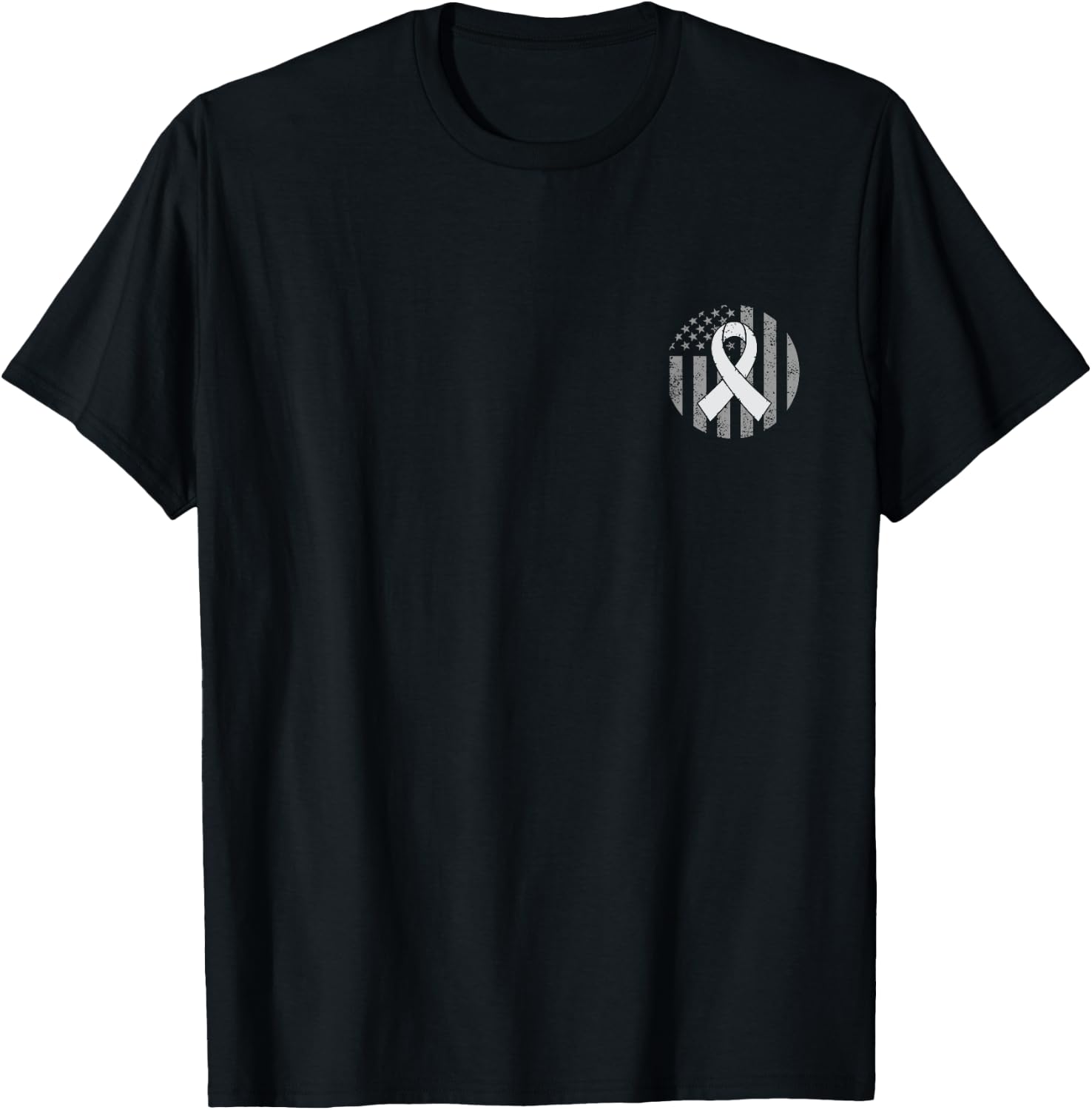 Distressed American Flag Pocket Brain Cancer Awareness Kids Men T-Shirt - T-Shirt | Black