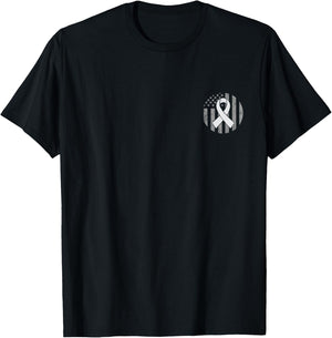 Distressed American Flag Pocket Brain Cancer Awareness Kids Men T-Shirt - T-Shirt | Black
