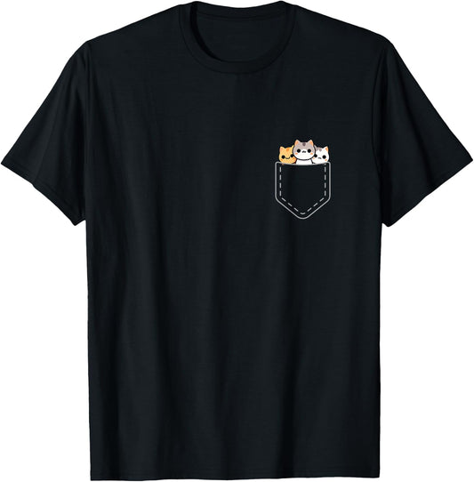 Kawaii Anime Pocket Cat Kids T-Shirt - T-Shirt | Black