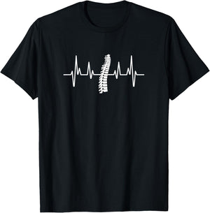 Heartbeat Human Spine Adjustment Chiropractor Chiropractic T-Shirt - T-Shirt | Black