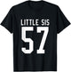 Number 57 Little Sis Biggest Fan Football Game Day Sister T-Shirt - T-Shirt | Black