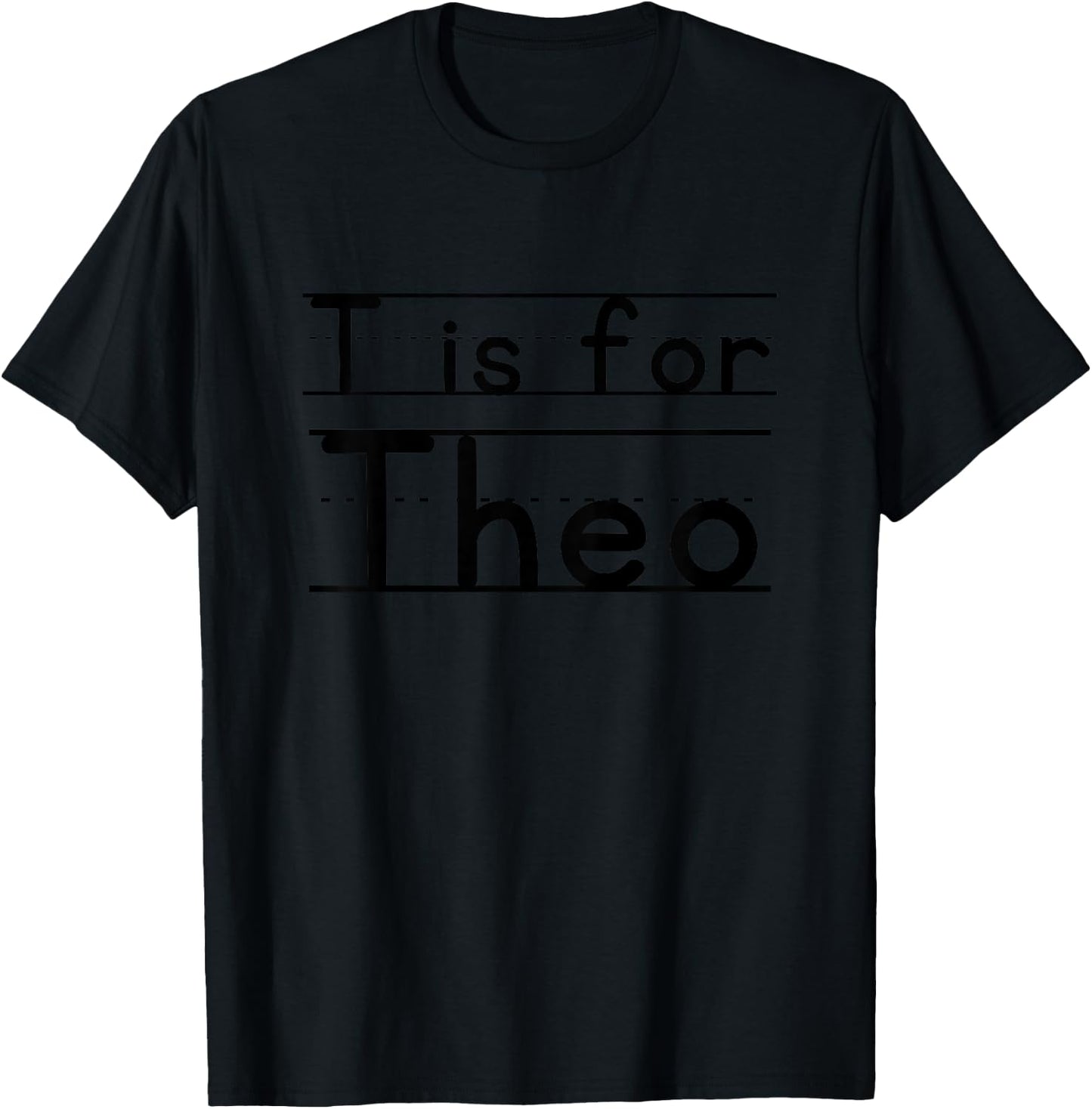 Kids Funny School Kid Name Theo T is For Theo Birthday Idea Boys T-Shirt - T-Shirt | Black