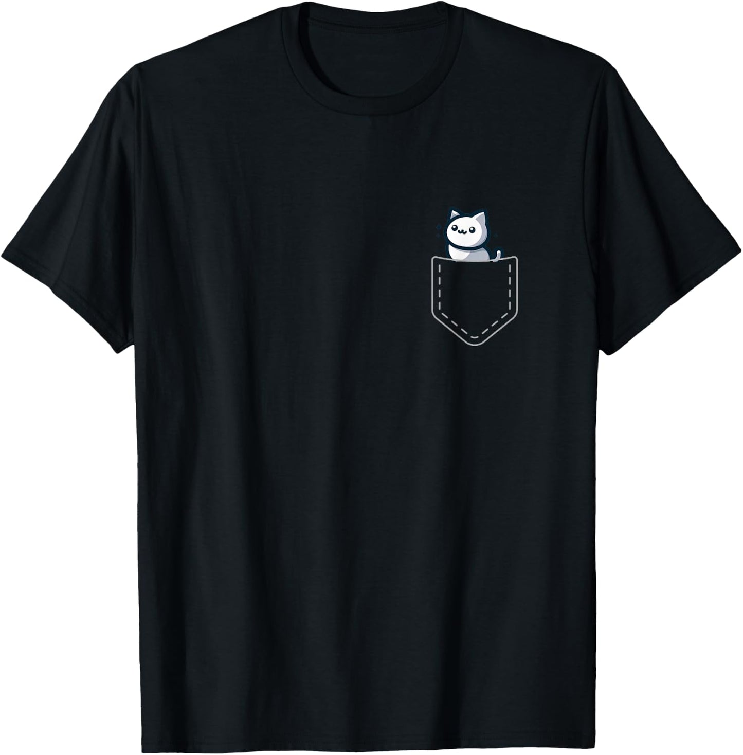 Kawaii Anime Pocket Cat Kids T-Shirt - T-Shirt | Black