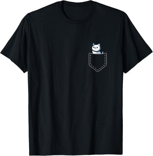 Kawaii Anime Pocket Cat Kids T-Shirt - T-Shirt | Black