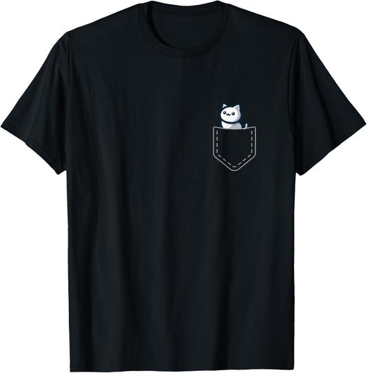 Kawaii Anime Pocket Cat Kids T-Shirt - T-Shirt | Black