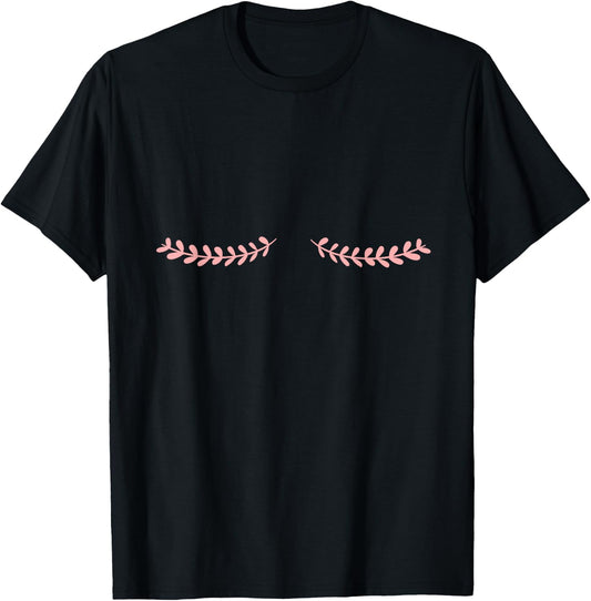 Double Mastectomy Scar Floral Breast Cancer Survivor T-Shirt - T-Shirt | Black