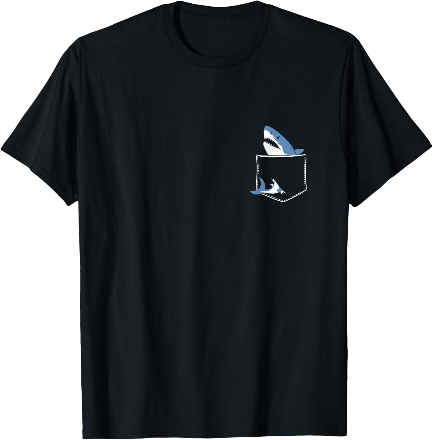 Shark Pocket Animal Pets Funny Shark Men Women Kids T-Shirt - T-Shirt | Black