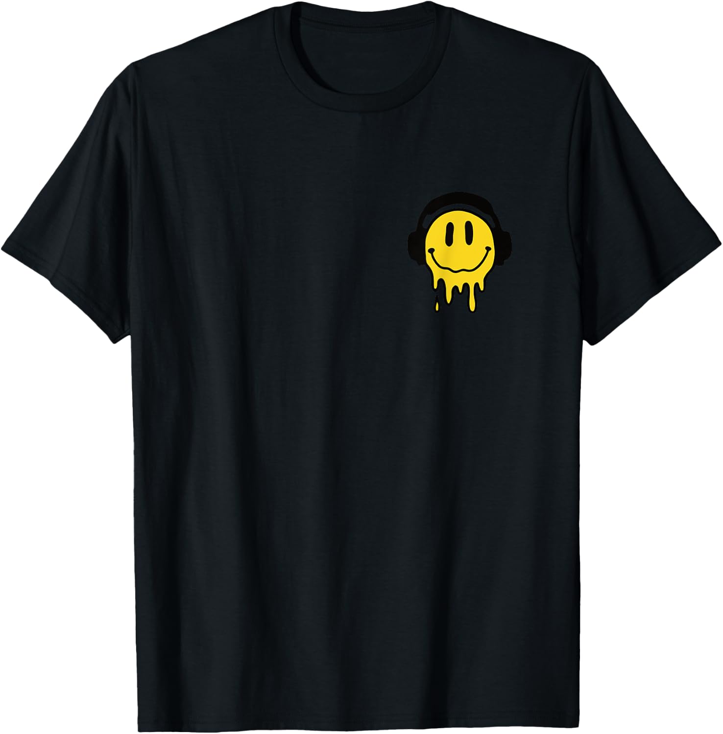 Melting Yellow Smile Funny Smiling Melted Dripping Face Cute T-Shirt - T-Shirt | Black