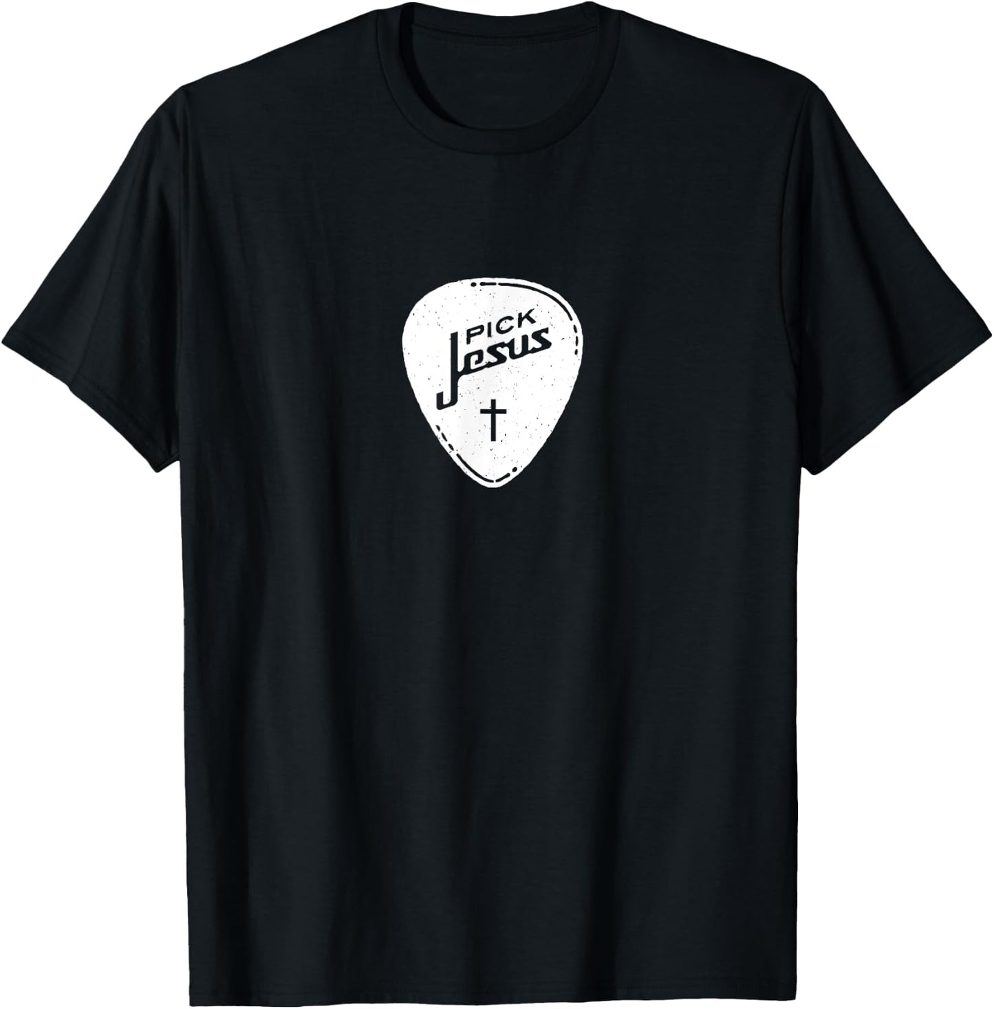 Christian Shirt - Vintage Guitar Pick Jesus Cross Worship T-Shirt - T-Shirt | Black