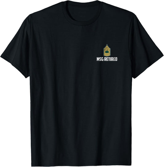 Retired E-8 Master Sergeant MSG Rank Insignia Logo Military T-Shirt - T-Shirt | Black