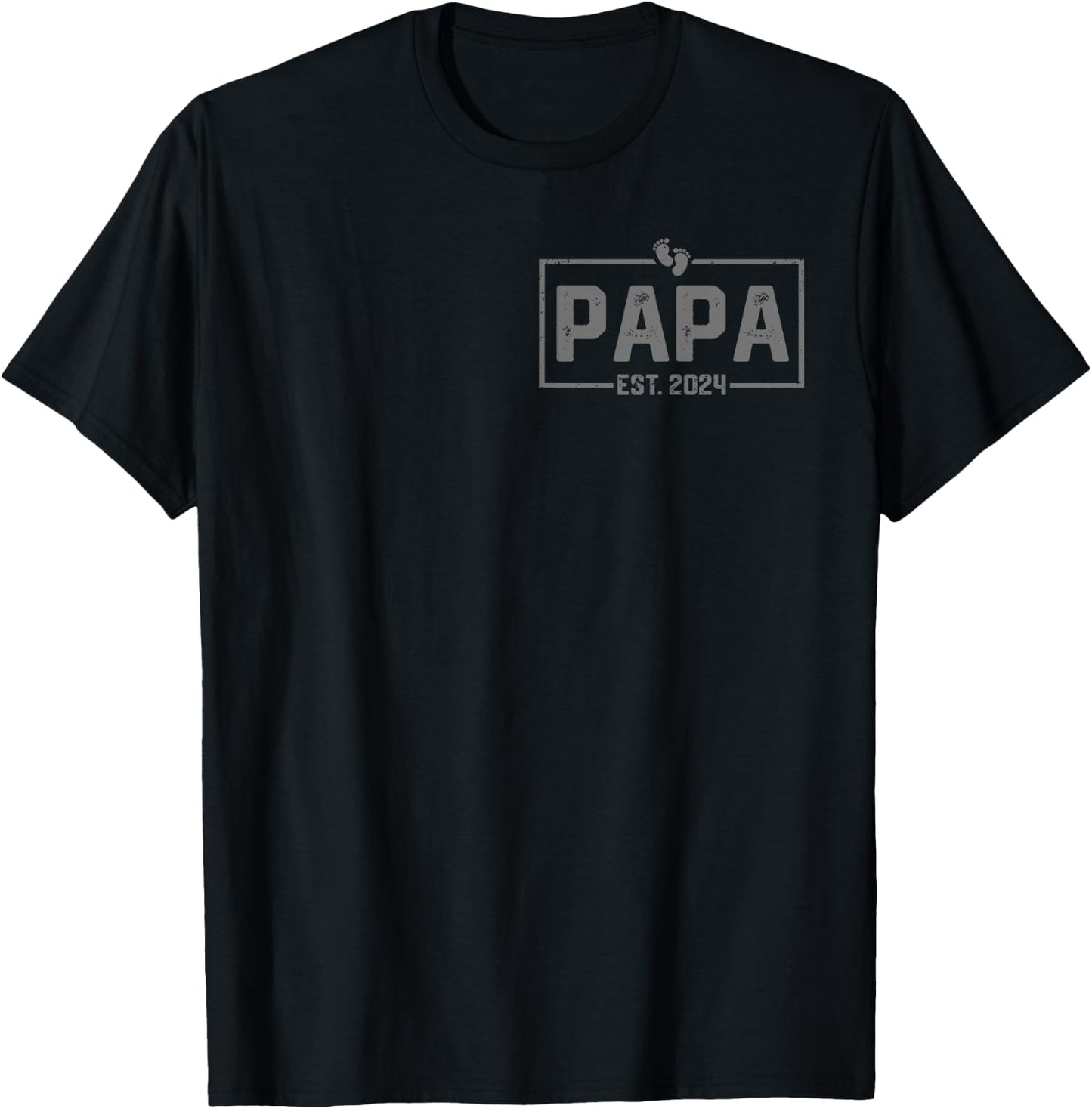 Papa Est. 2024 Papa 2024 Logo New Dad Fathers Day T-Shirt - T-Shirt | Black
