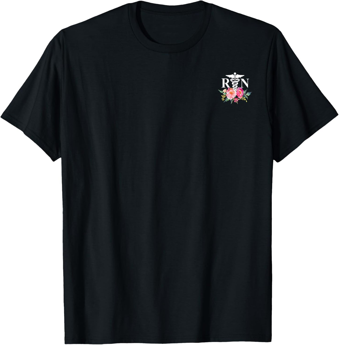 RN Registered Nurse Caduceus-Symbol Logo T-Shirt - T-Shirt | Black