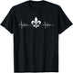 Love Louisiana Heartbeat FleurDeLis Acadian Heritage T-Shirt - T-Shirt | Black