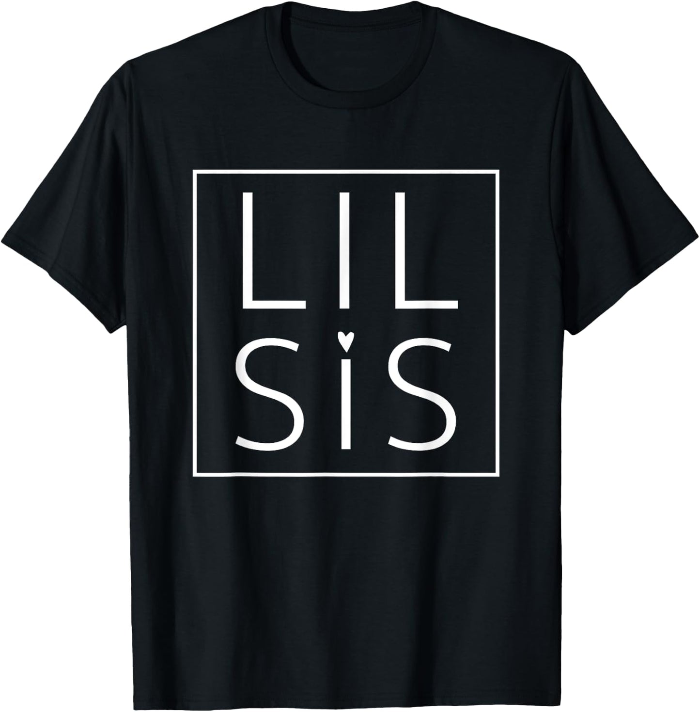 Lil Sis Cute Heart Adult Little Sister Matching T-Shirt - T-Shirt | Black