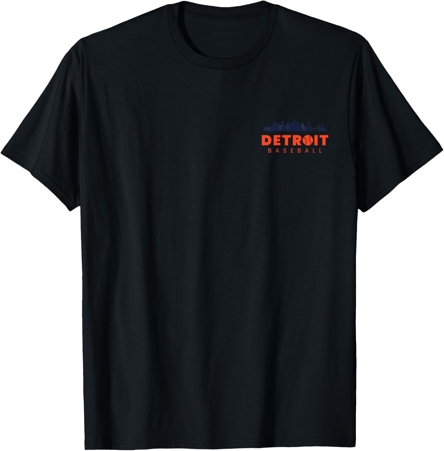 Detroit Baseball Minimalist City Skyline Baseball Lover T-Shirt - T-Shirt | Black
