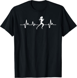Running heartbeat Cross country running Gift girls women T-Shirt - T-Shirt | Black