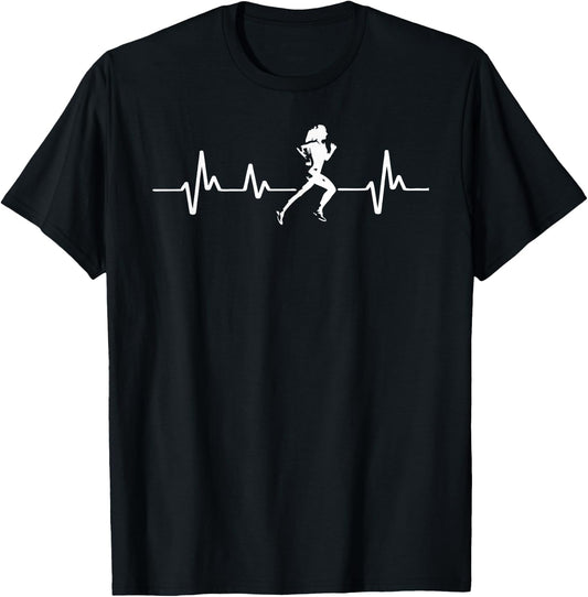 Running heartbeat Cross country running Gift girls women T-Shirt - T-Shirt | Black