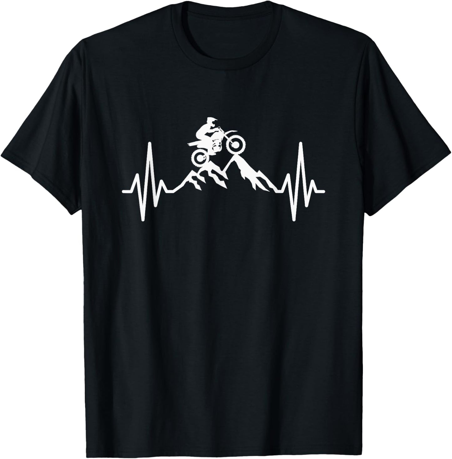 Dirt Biking Heartbeat Motorcycle Rider Motocross Dirt Bike T-Shirt - T-Shirt | Black