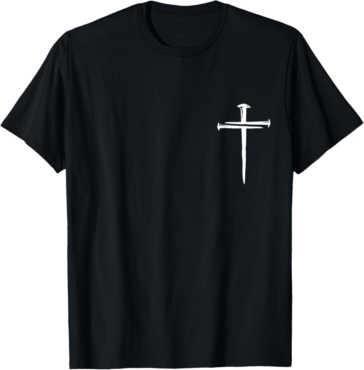 Christian Religious Jesus Crist Three Nails Cross Black Adults Kids Cotton Polyester Blend Modern Straight Fit T-Shirt - T-Shirt | Black