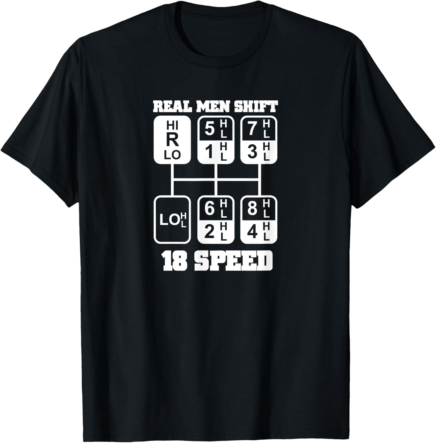 Real Men Shift 18 Speed Funny Truck Driver Shirt T-Shirt - T-Shirt | Black