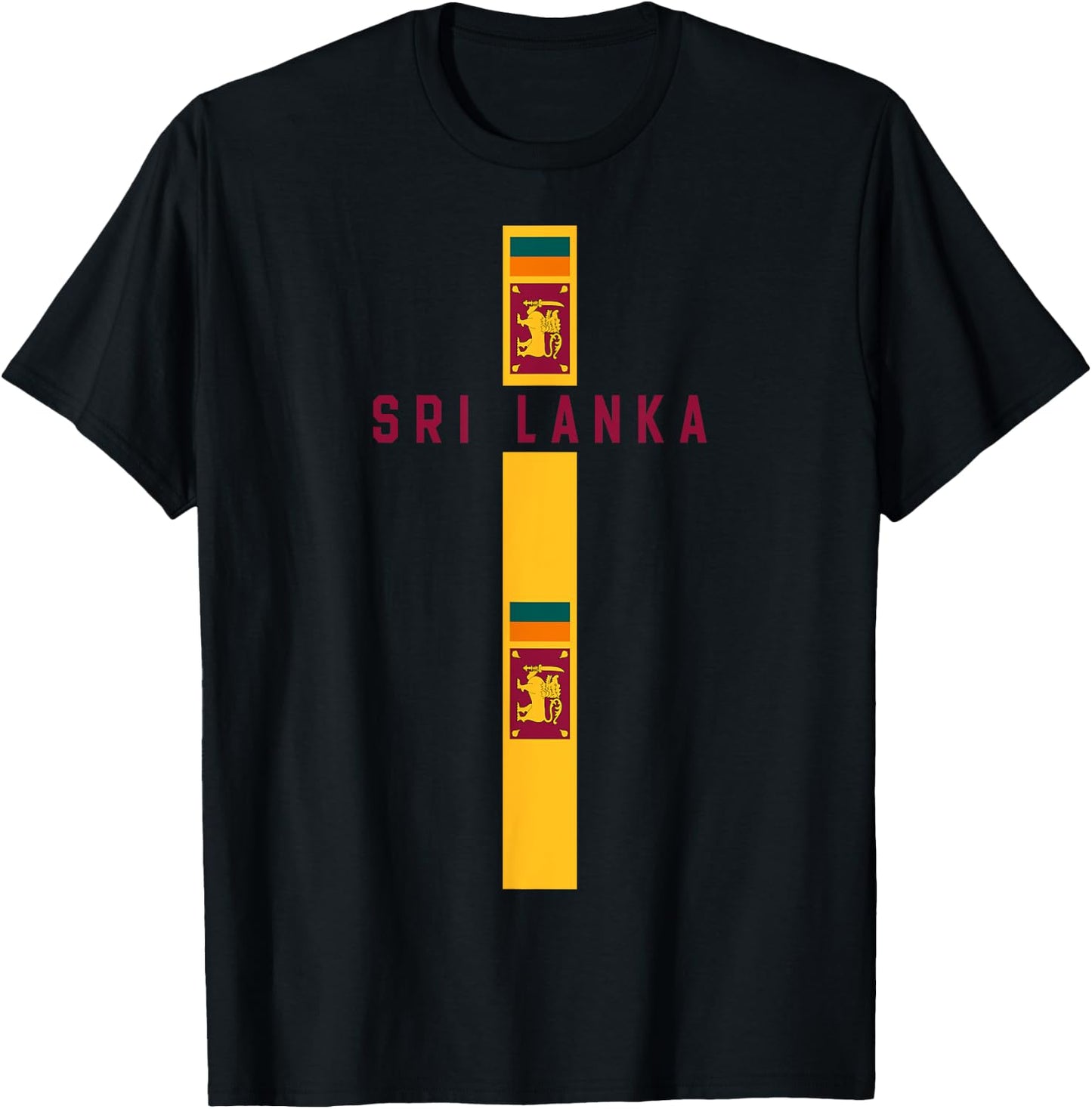 Vertical Sri Lanka Flag, text “SRI LANKA” in capital letters T-Shirt - T-Shirt | Black