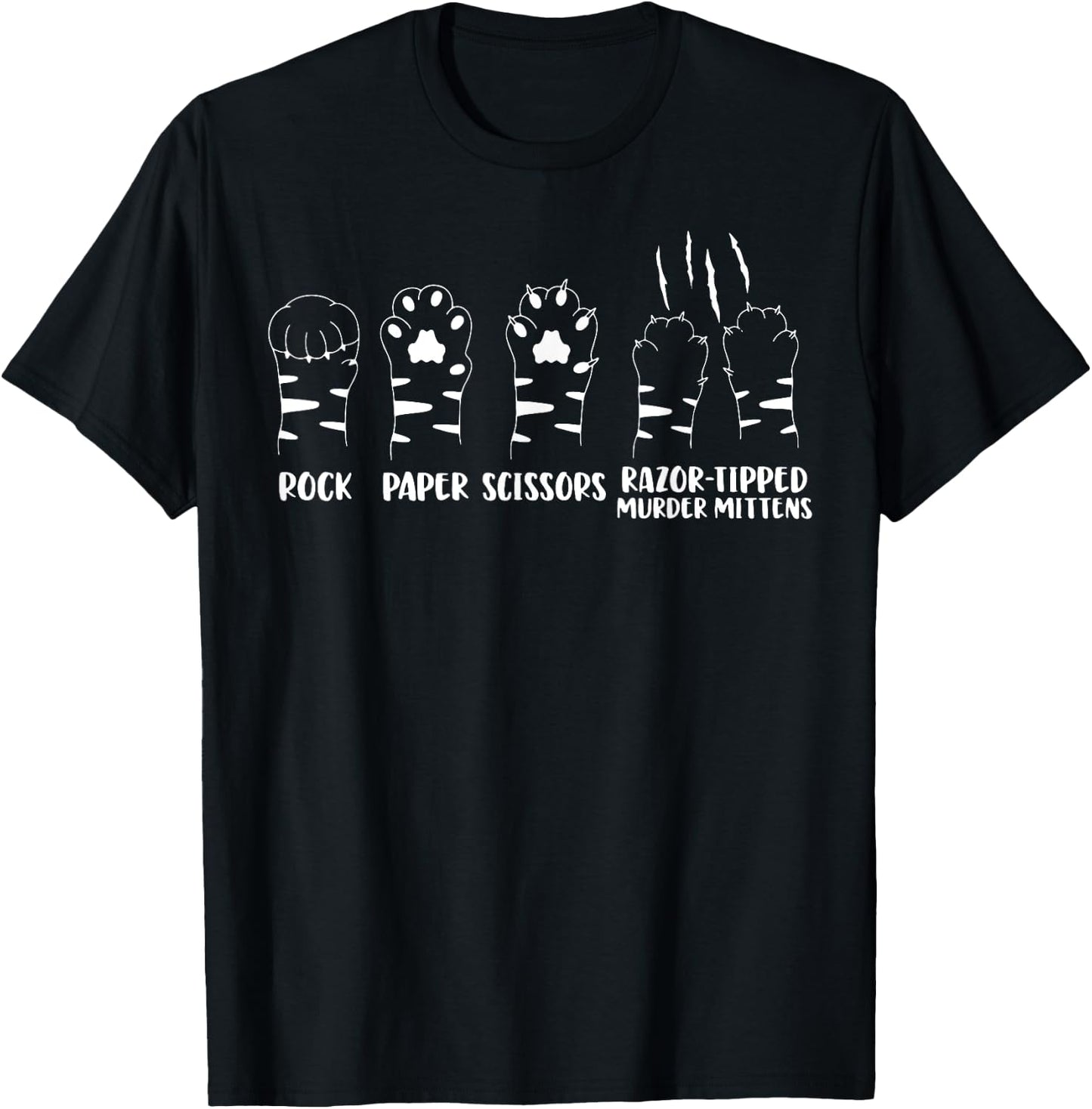 Cat Paw Rock Paper Scissors Razor Tipped Murder Mittens T-Shirt - T-Shirt | Black