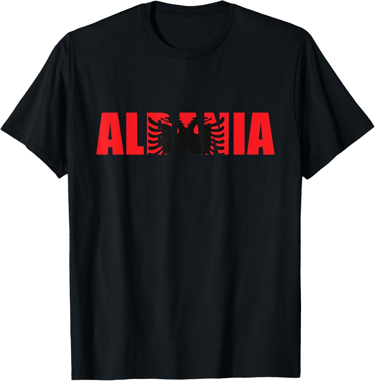 Albania Flag Design Albanian Heritage Double Headed Eagle T-Shirt - T-Shirt | Black