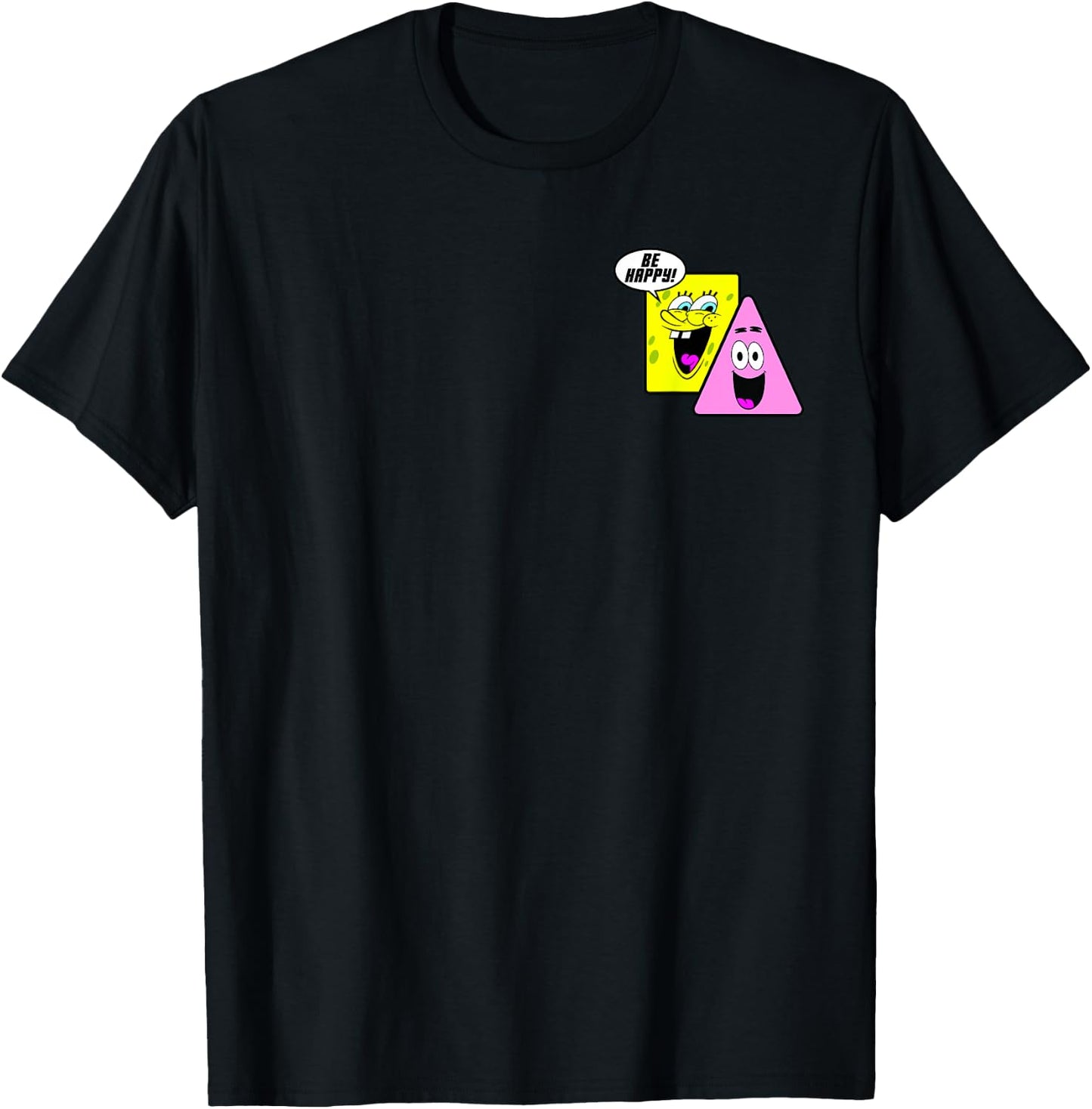 SpongeBob SquarePants Be Happy! BFFs Shapes Pocket Logo T-Shirt - T-Shirt | Black