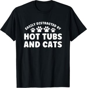 Easily Distracted by Hots Tubs and Dogs T-Shirt - T-Shirt | Black