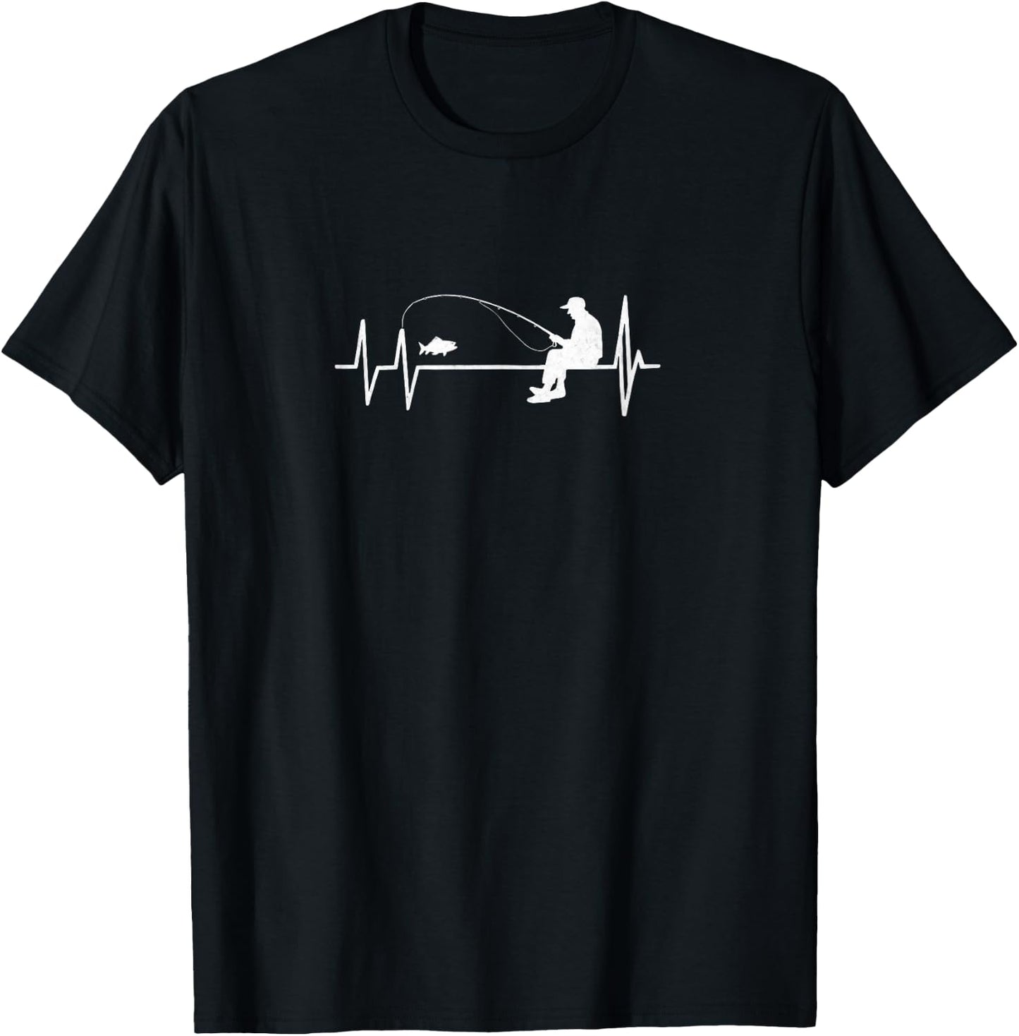 Fly Fishing Heartbeat Fish EKG Trout Fishing T-Shirt - T-Shirt | Black