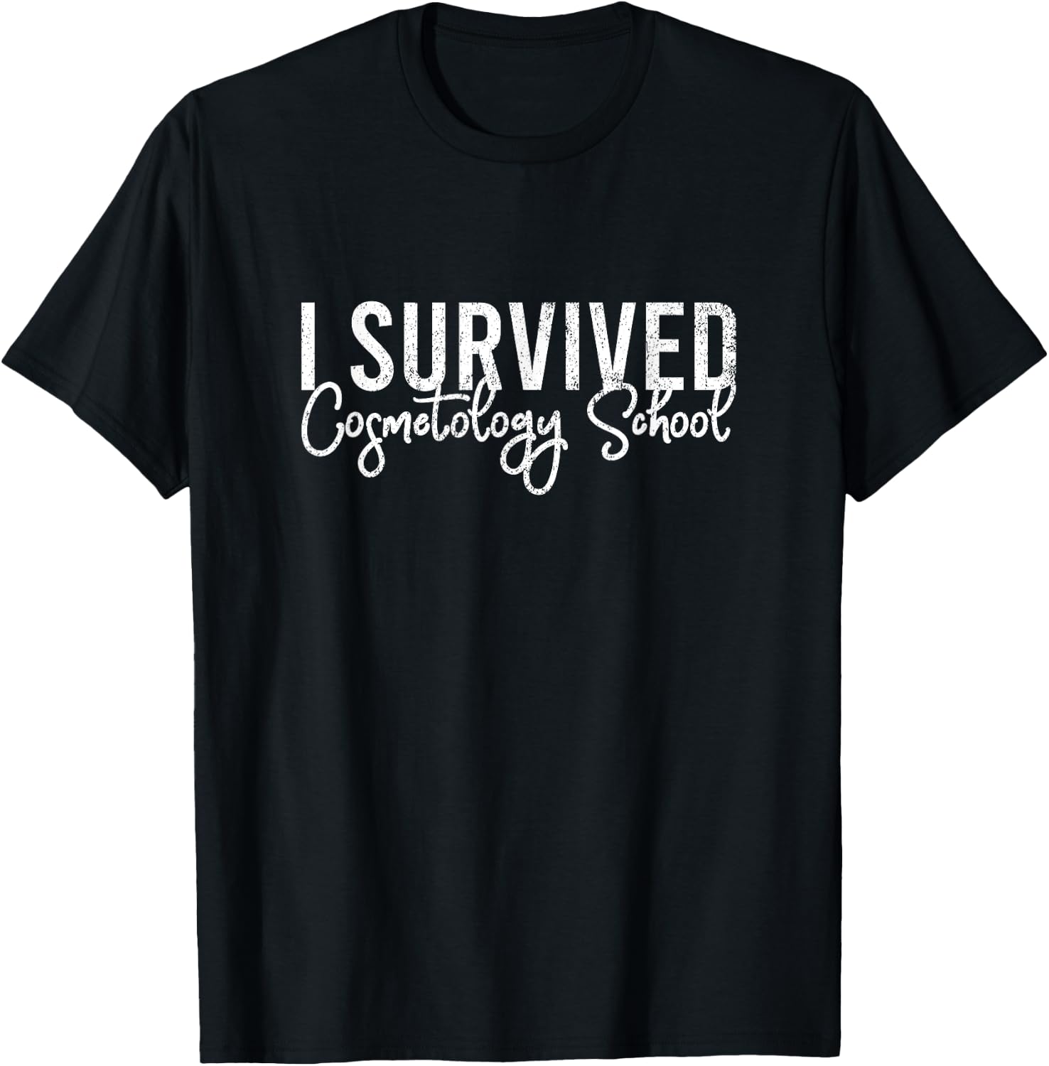 Vintage I Survived Cosmetology School Cosmetologist T-Shirt - T-Shirt | Black