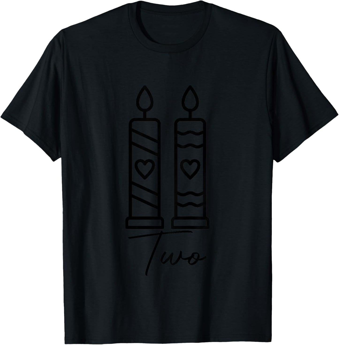 2nd Second Birthday Candle Two 2 Years Old Boys Girls Bday T-Shirt - T-Shirt | Black