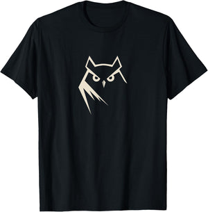 Minimal Snowy Owl Logo Style Minimalistic Abstract T-Shirt - T-Shirt | Black
