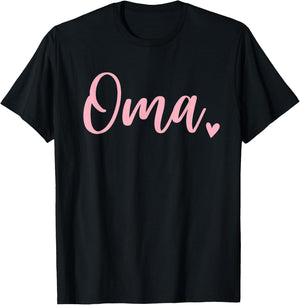 Oma Cute Heart Grandma Pink T-Shirt - T-Shirt | Black