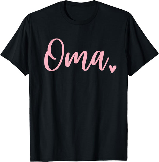 Oma Cute Heart Grandma Pink T-Shirt - T-Shirt | Black