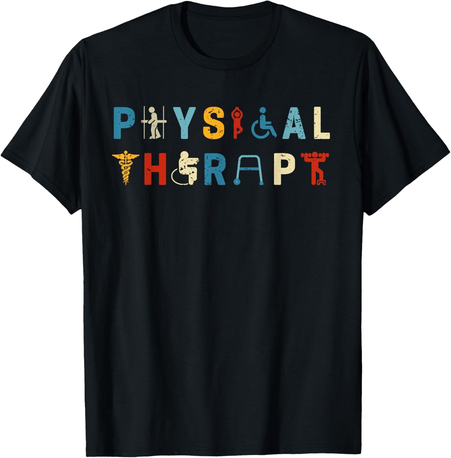 Vintage Physical Therapist, Retro Physical Therapy PT Doctor T-Shirt - T-Shirt | Black